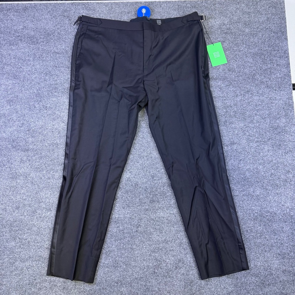 The Black Tux Mens Black Tuxedo Pants Satin Stripe Adjustable Waist 40/32 NWT